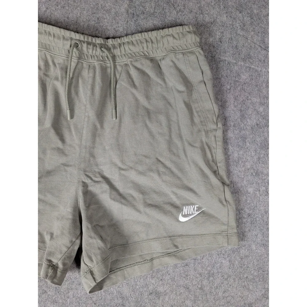 Nike Sportswear Mens Jersey Shorts Olive Green Sage Embroidered Logo BV2772-386